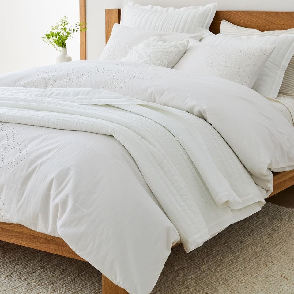 Organic Cotton Eyelet Quilt Cover & Pillowcases west elm Australia